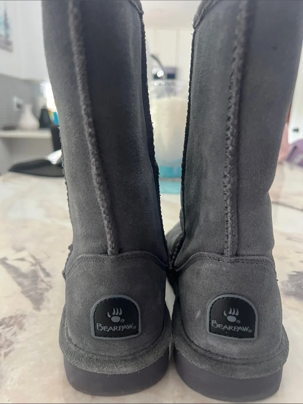 BearPaw Women's Plush Grey Shearling Lined Footwear